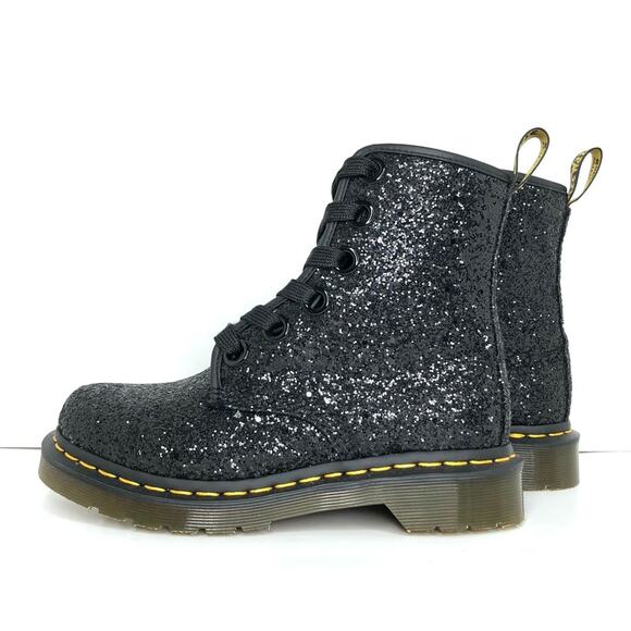 NEW Dr Martens Black Chunky Glitter 1460 Farrah Lace Up Boots Women’s 5 Shoes - Picture 3 of 11
